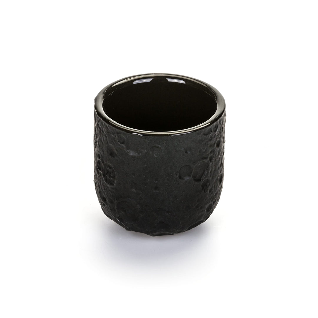 Seletti Cosmic Diner Lunar Coffee Cups (Set of 6), front view of one lunar-textured espresso cup