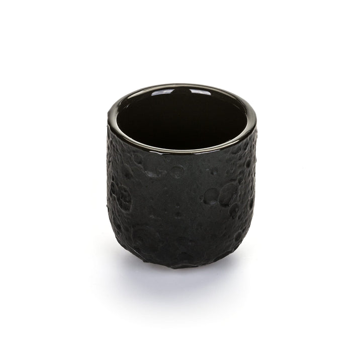 Seletti Cosmic Diner Lunar Coffee Cups (Set of 6), front view of one lunar-textured espresso cup