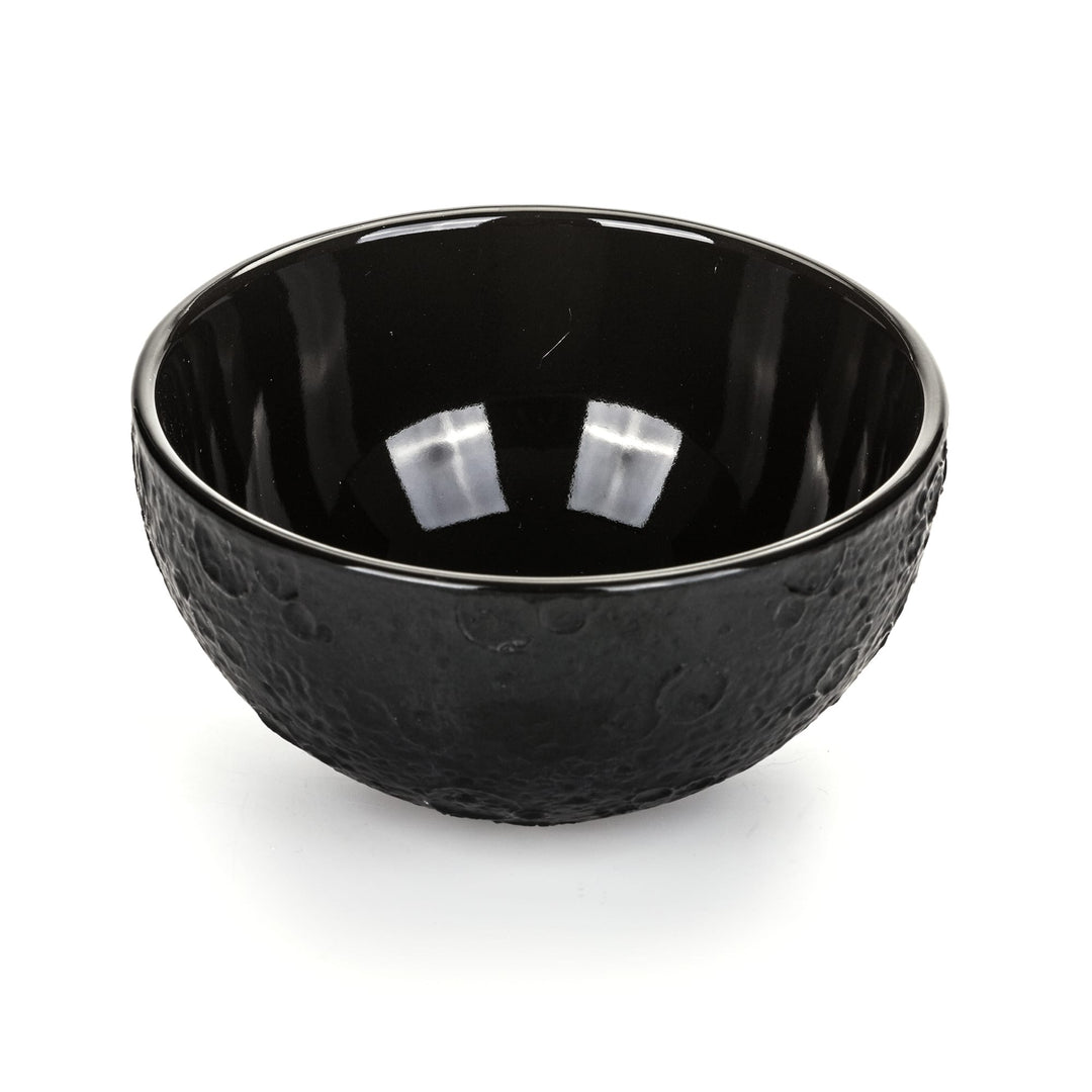 Seletti Cosmic Diner Lunar Bowl Small, small black bowl with a glossy inside and textured lunar exterior