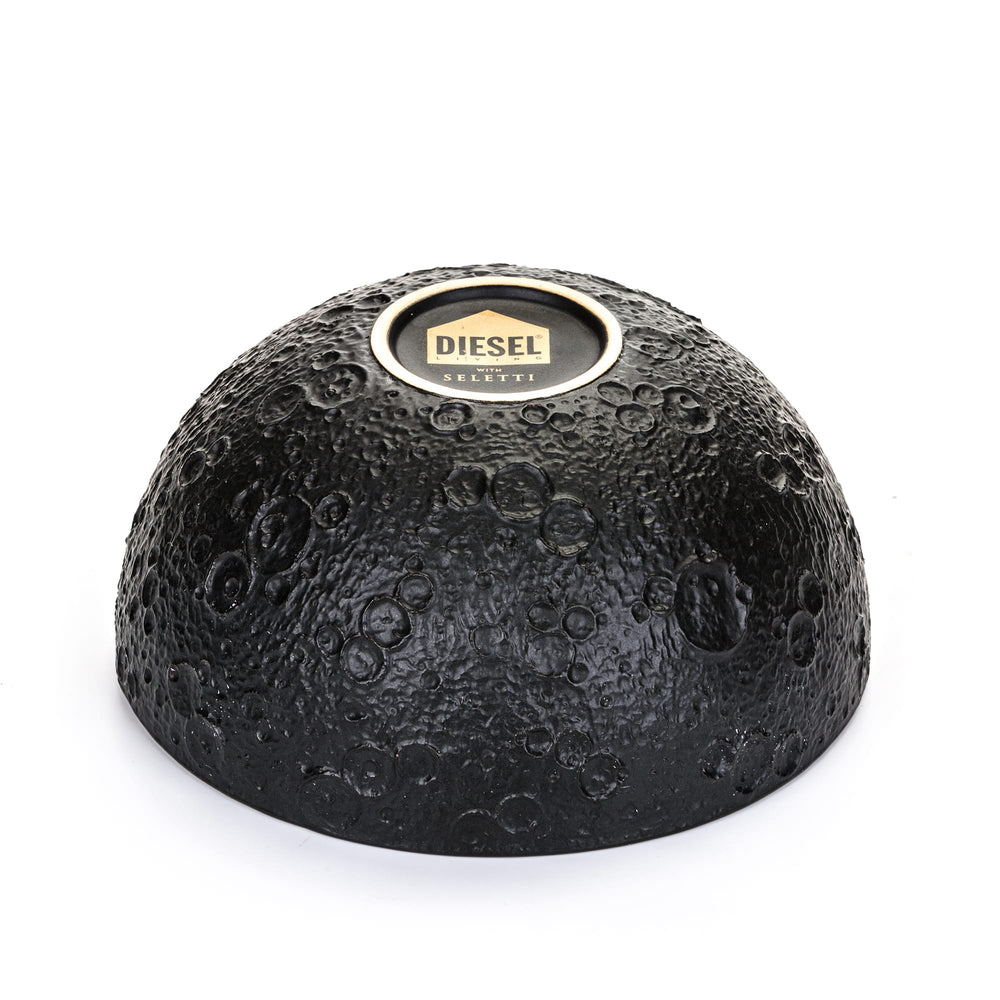 Seletti Cosmic Diner Lunar Bowl Large, upturned bowl showing the cratered surface and gold Diesel foot label