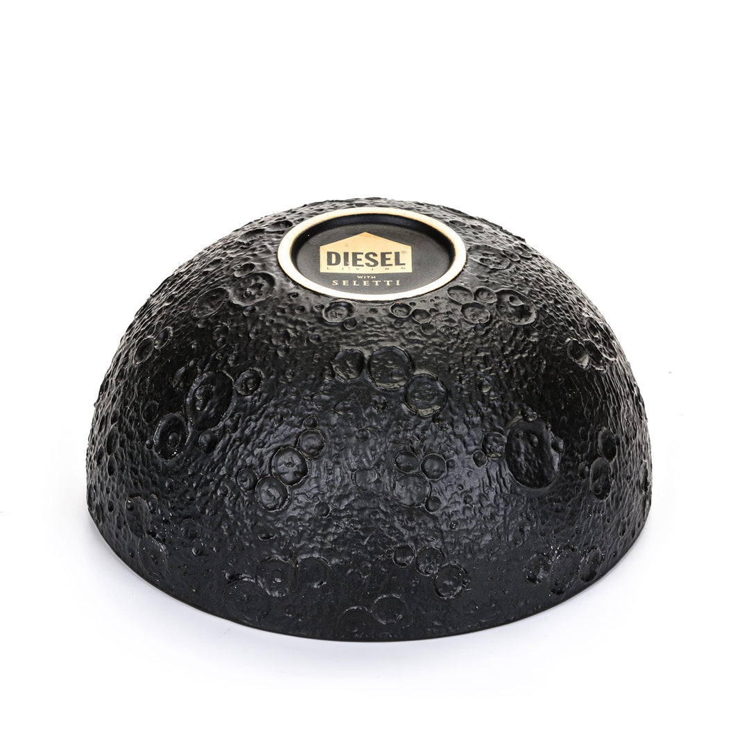 Seletti Cosmic Diner Lunar Bowl Large, upturned bowl showing the cratered surface and gold Diesel foot label