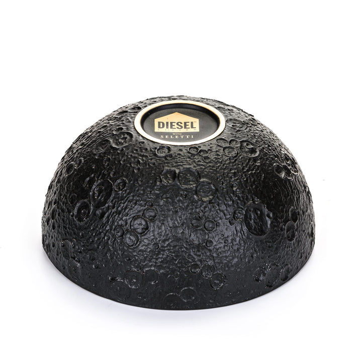 Seletti Cosmic Diner Lunar Bowl Large, upturned bowl showing the cratered surface and gold Diesel foot label