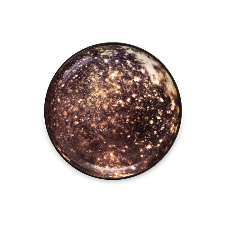 Seletti Cosmic Diner Callisto Fruit/Dessert Plate, top view of the plate printed with Callisto&