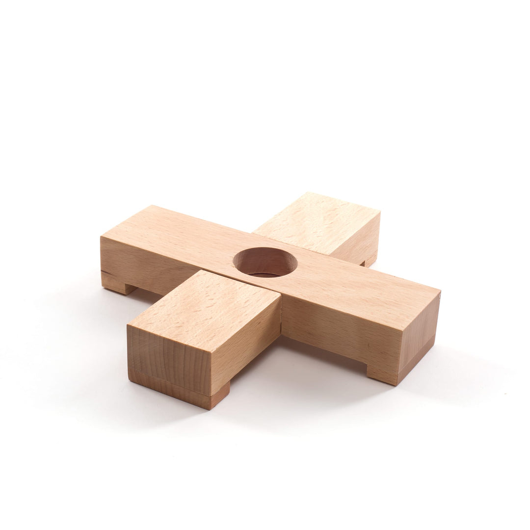 Seletti Linea Wooden Stand, assembled cross-shaped wooden base with a round socket for the tube