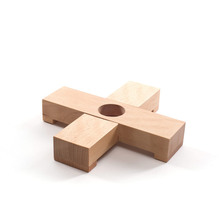 Seletti Linea Wooden Stand, assembled cross-shaped wooden base with a round socket for the tube