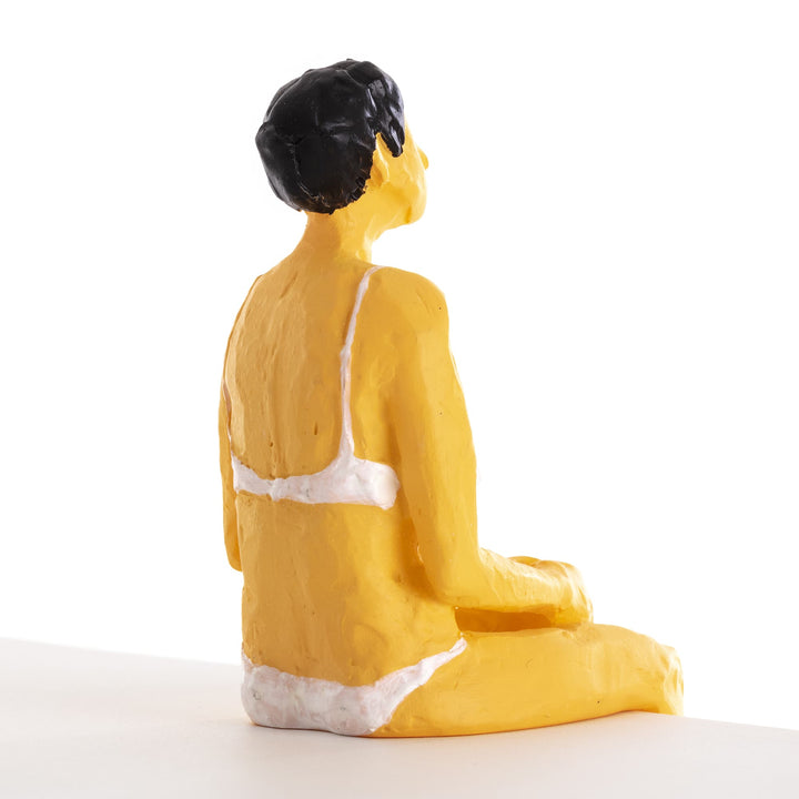 Seletti Love Is a Verb Penelope Figurine, back view showing the bikini straps and short dark hair
