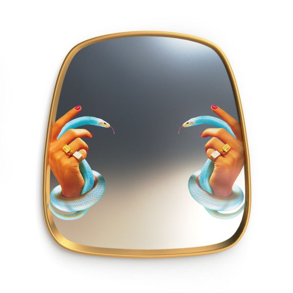 Gold Frame Mirror Hands with Snakes - Bayte