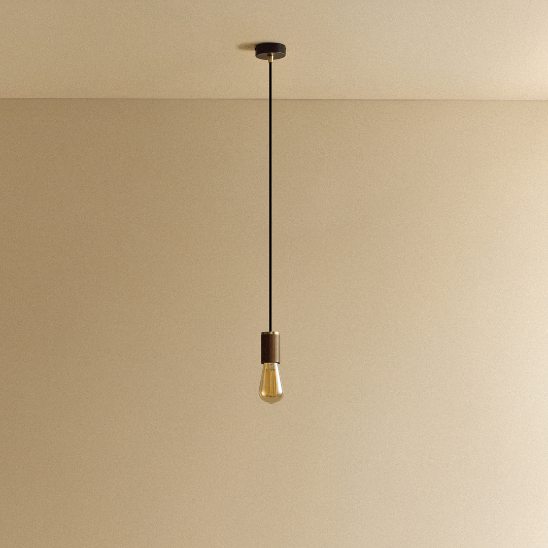 Squirrel Cage Pendant Light in Walnut