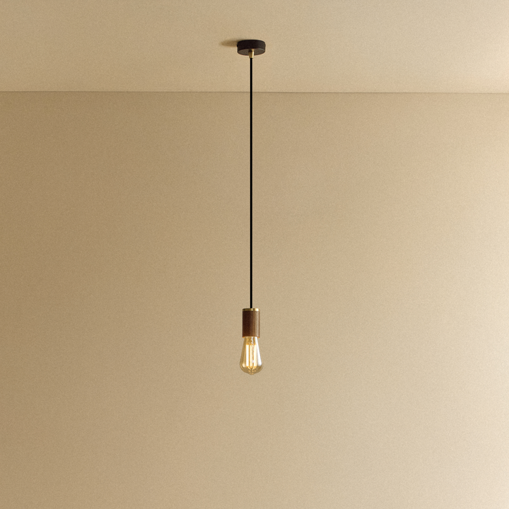 Squirrel Cage Pendant Light in Walnut