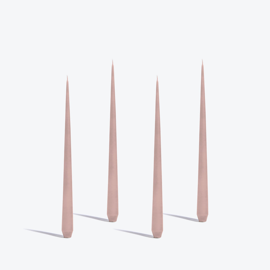 Tapered Candle, Set of 4 — four medium Rose candles standing upright on a white background