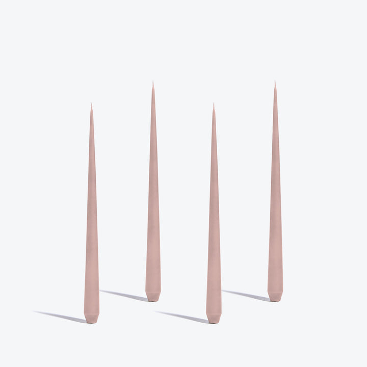 Tapered Candle, Set of 4 — four medium Rose candles standing upright on a white background