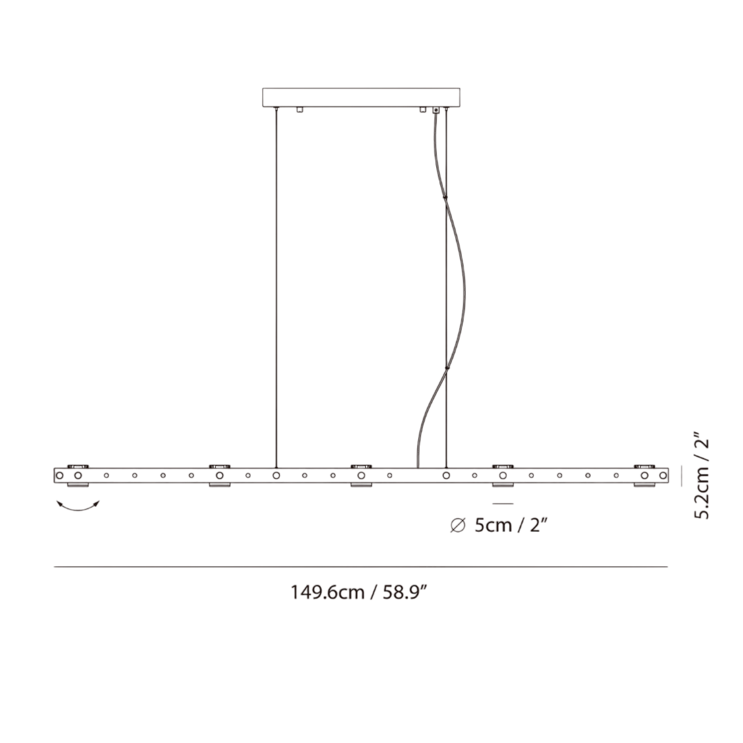 Tram Pendant by Seed Design, dimension drawing