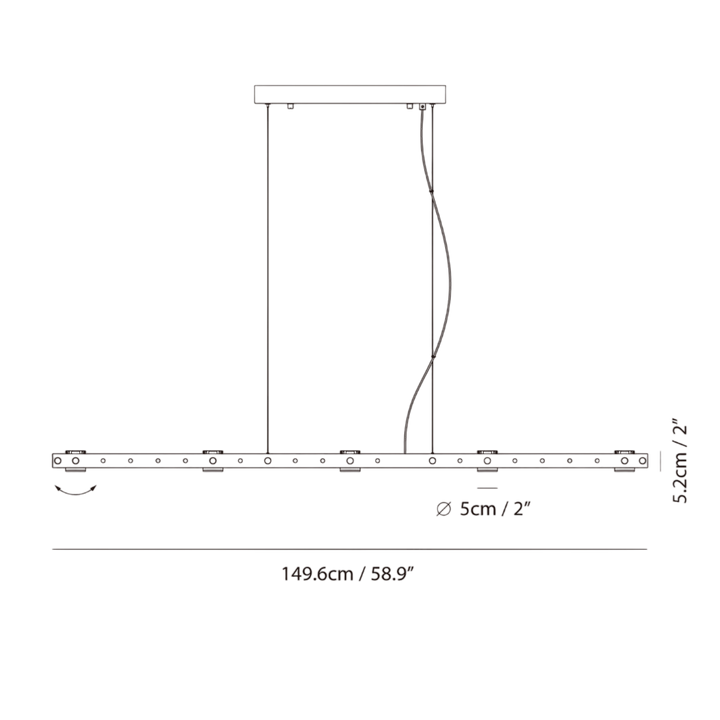 Tram Pendant by Seed Design, dimension drawing