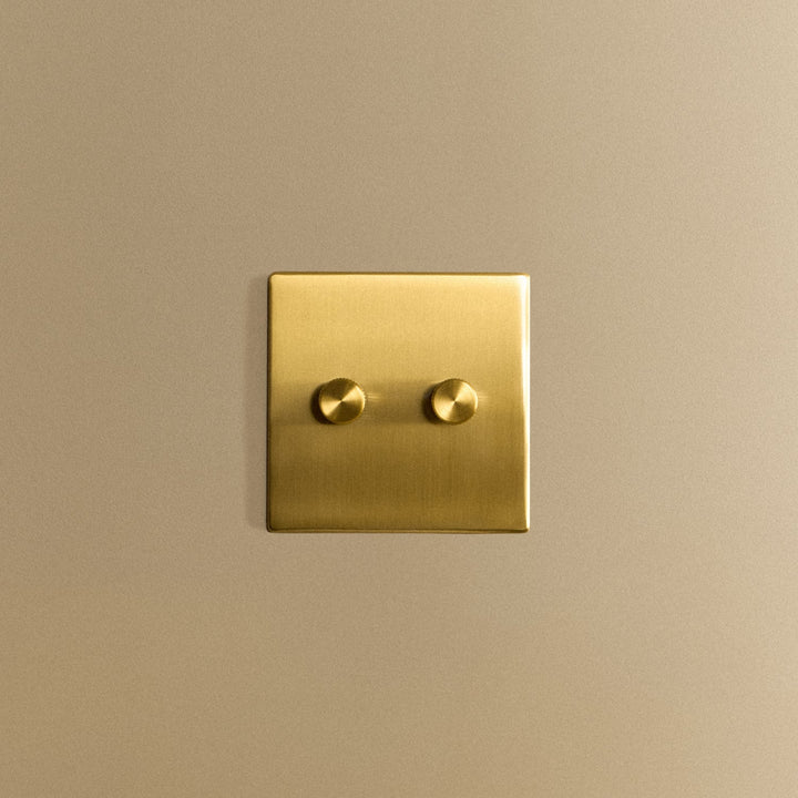 Double Rotary Wall Dimmer in Brass