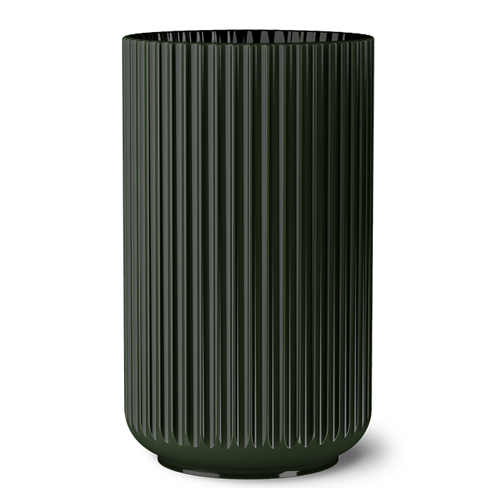 Lyngby Porcelæn Vase Porcelain, Dark Green, H: 12.2"