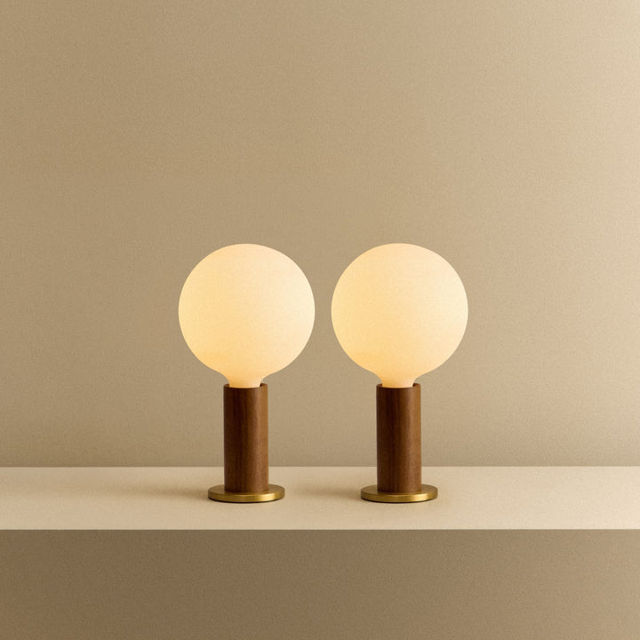 Knuckle Table Lamp in Walnut + Sphere IV - Set of 2