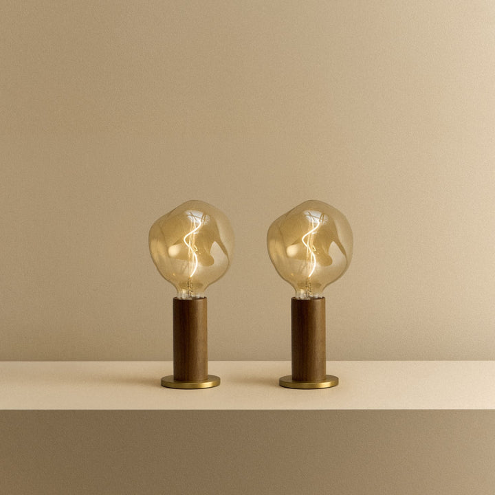 Knuckle Table Lamp in Walnut + Voronoi I - Set of 2