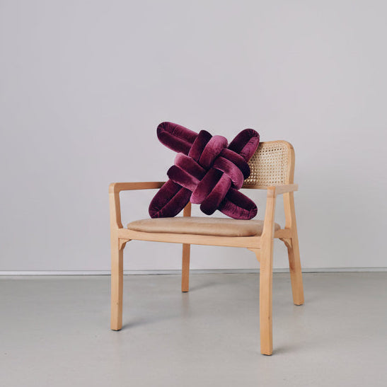 Velvet Knot Pillow Burgundy