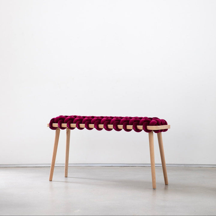 Velvet Woven Bench Burgundy