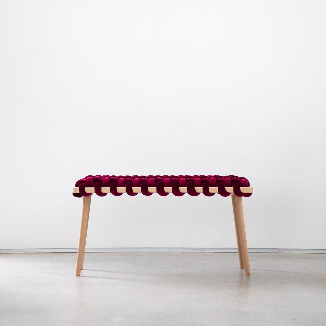 Velvet Woven Bench Burgundy