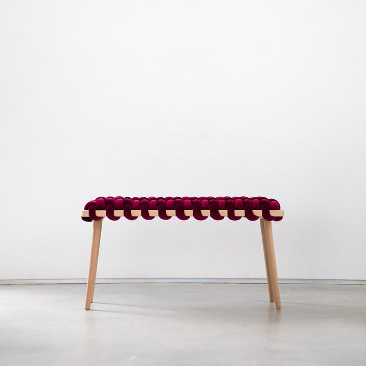 Velvet Woven Bench Burgundy