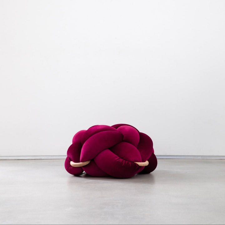 Knot Ottoman Burgundy Medium