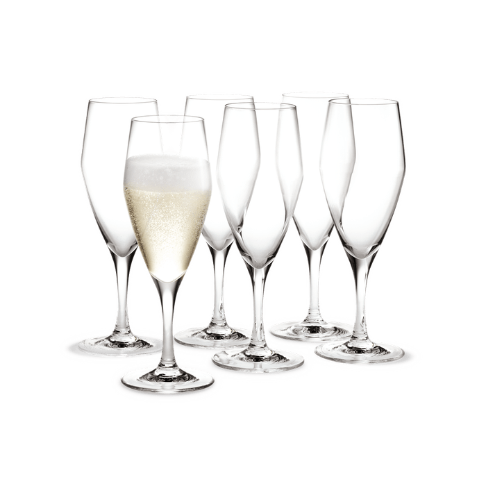 Holmegaard Perfection Champagne Glass, Clear, 7.8 Oz, 6 Pcs.