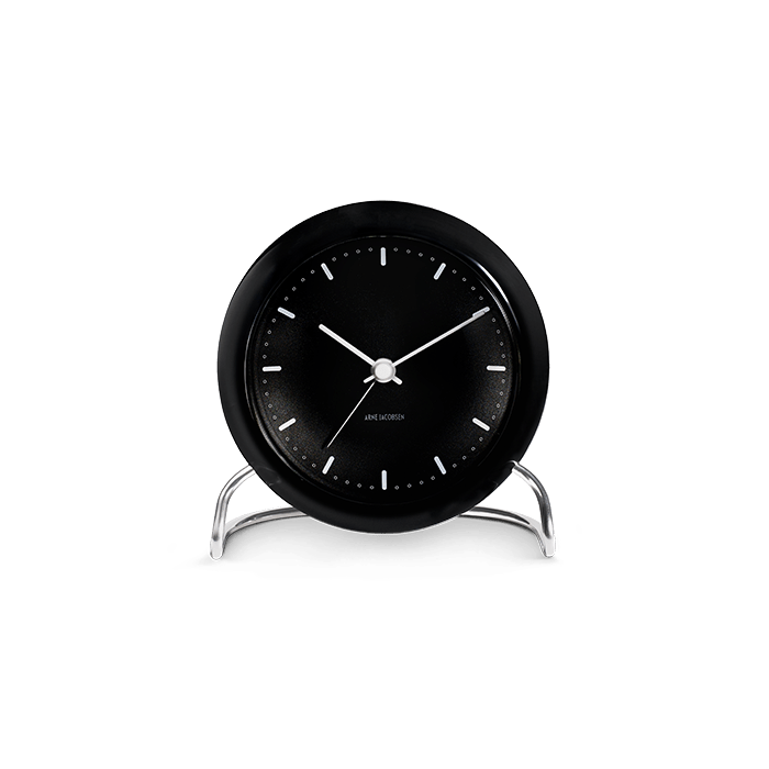 Arne Jacobsen City Hall Table Clock, Ø: 4.3", Black