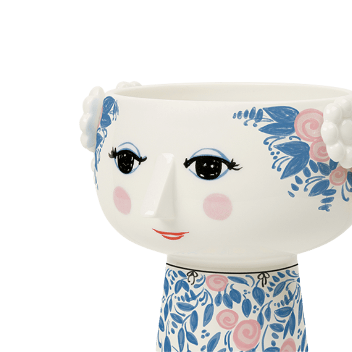 Bjørn Wiinblad Eva Vase, Blue/Rose, H: 7.3"