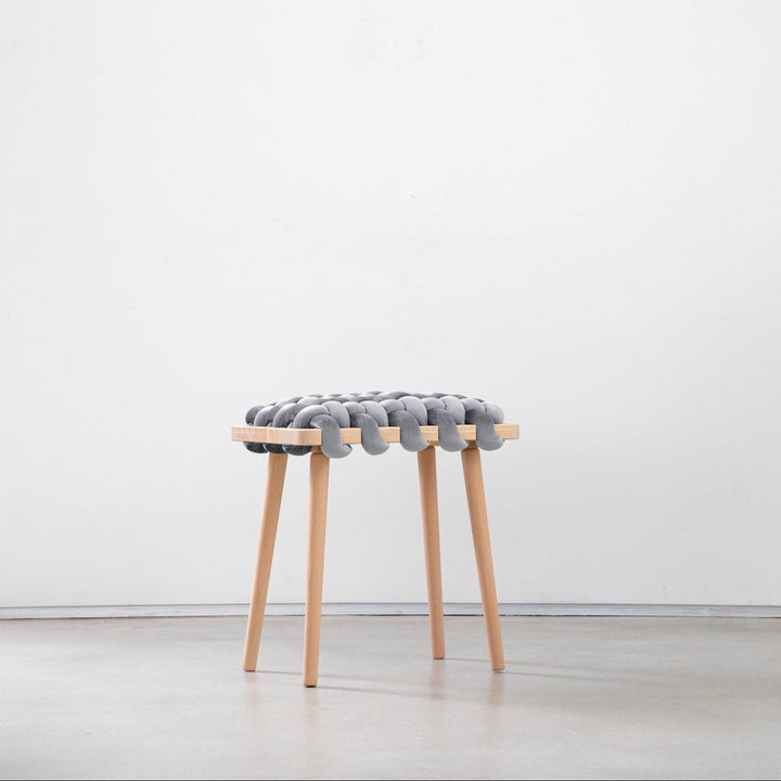 Velvet Woven Stool Sterling Grey