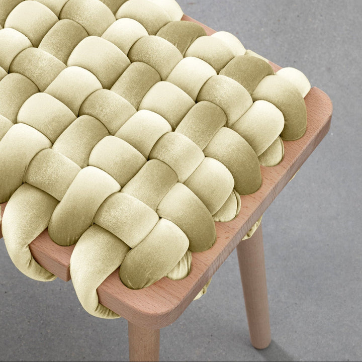 Velvet Woven Stool Ivory