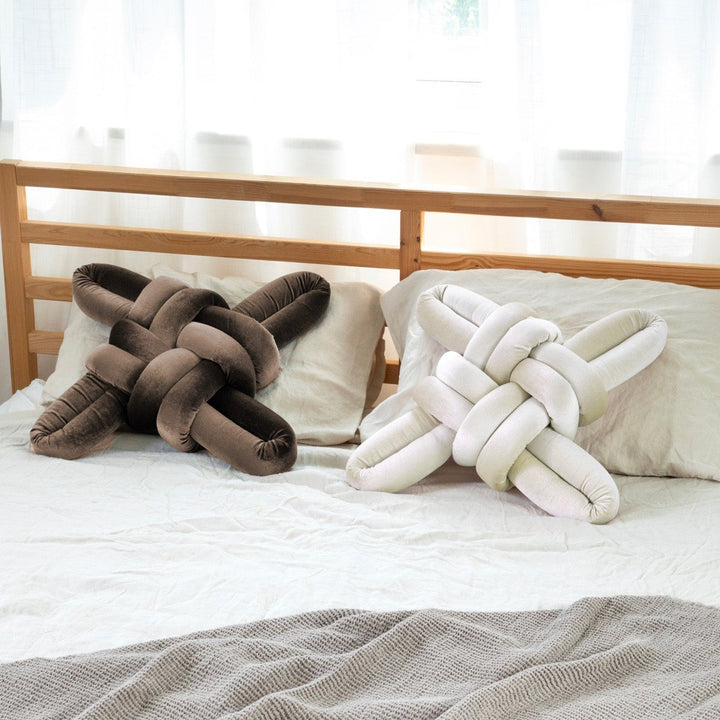 Velvet Knot Pillow Truffle
