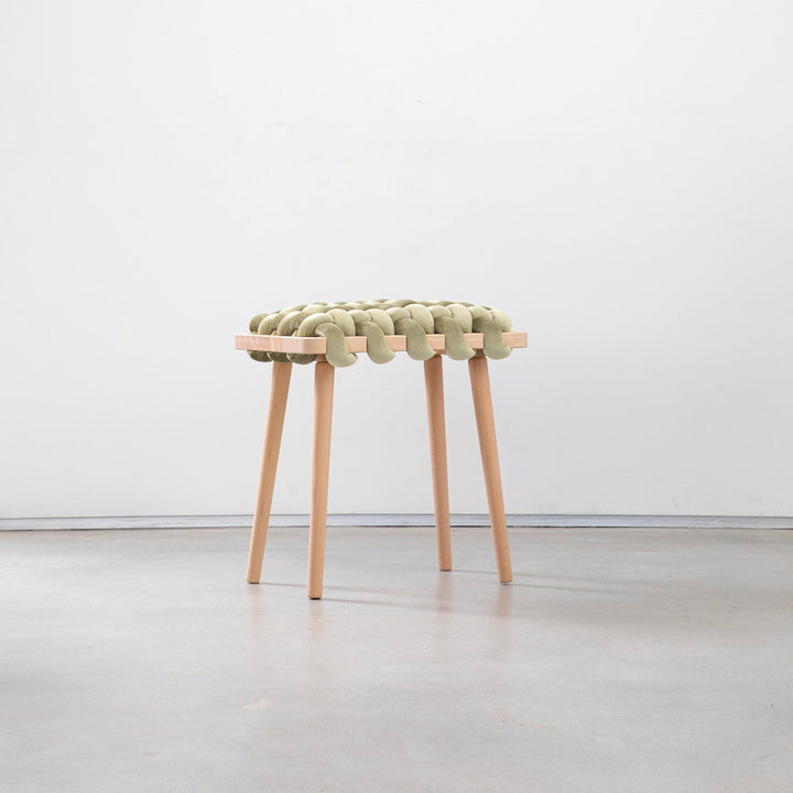 Velvet Woven Stool Ivory