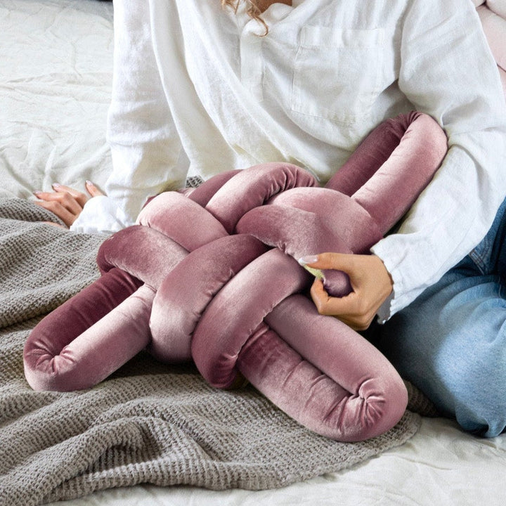 Velvet Knot Pillow Mauve