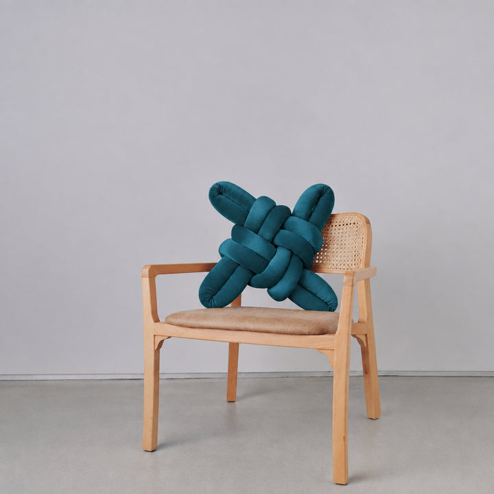 Velvet Knot Pillow Petrol