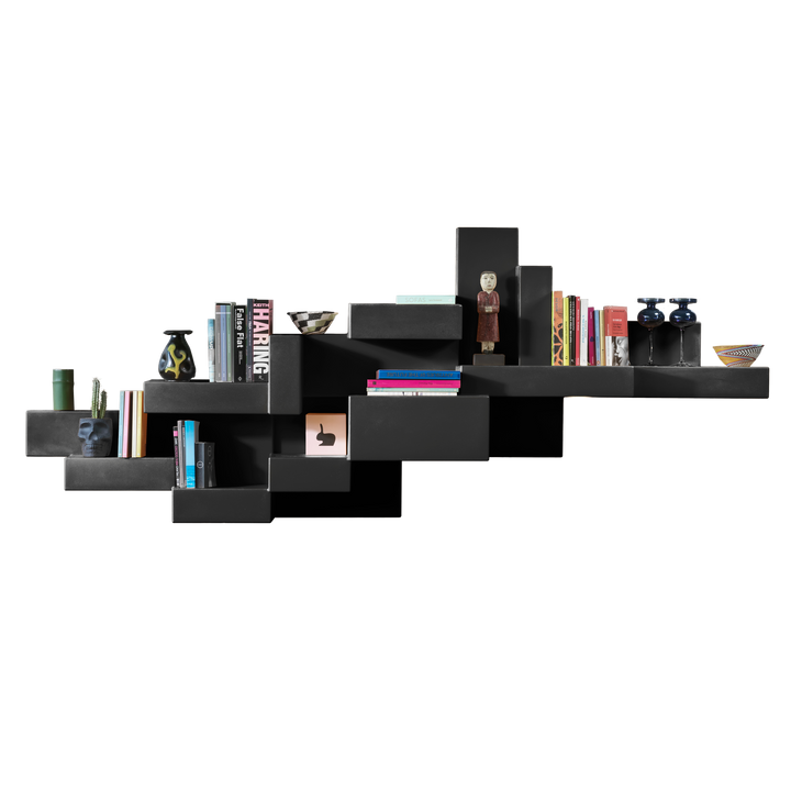 primitive bookshelf black, design studio nucleo by qeeboo