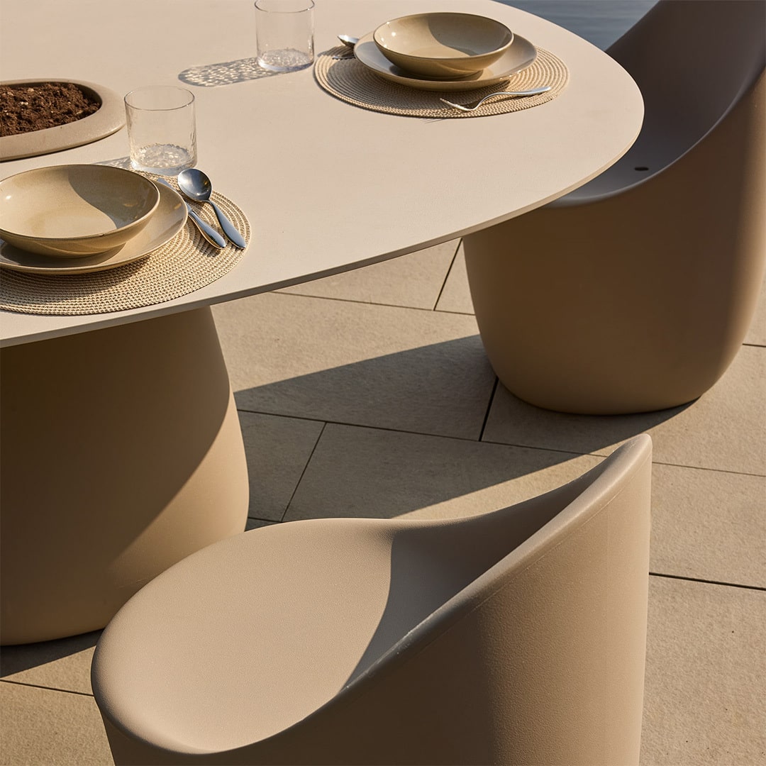 Cobble Table Top 190 Cm Grès Stoneware Ivory by Qeeboo
