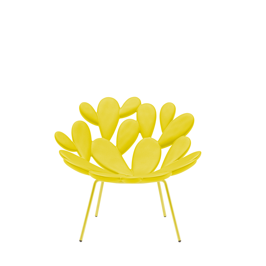 Filicudi armchair in yellow resin by Marcantonio, sculptural modern seating