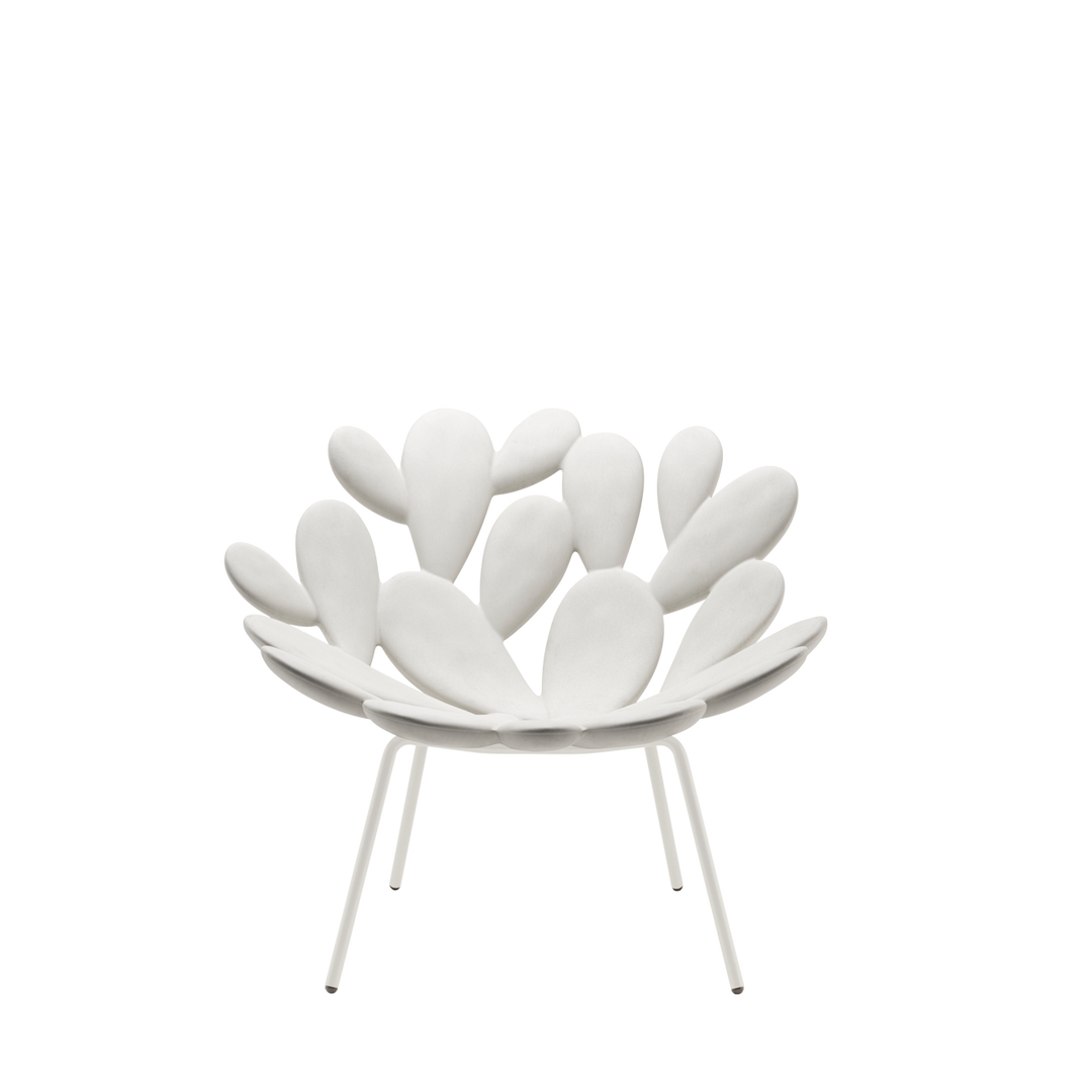 Filicudi armchair in sculpted white resin by Marcantonio, organic modern design