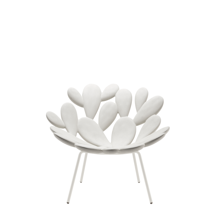 Filicudi armchair in sculpted white resin by Marcantonio, organic modern design