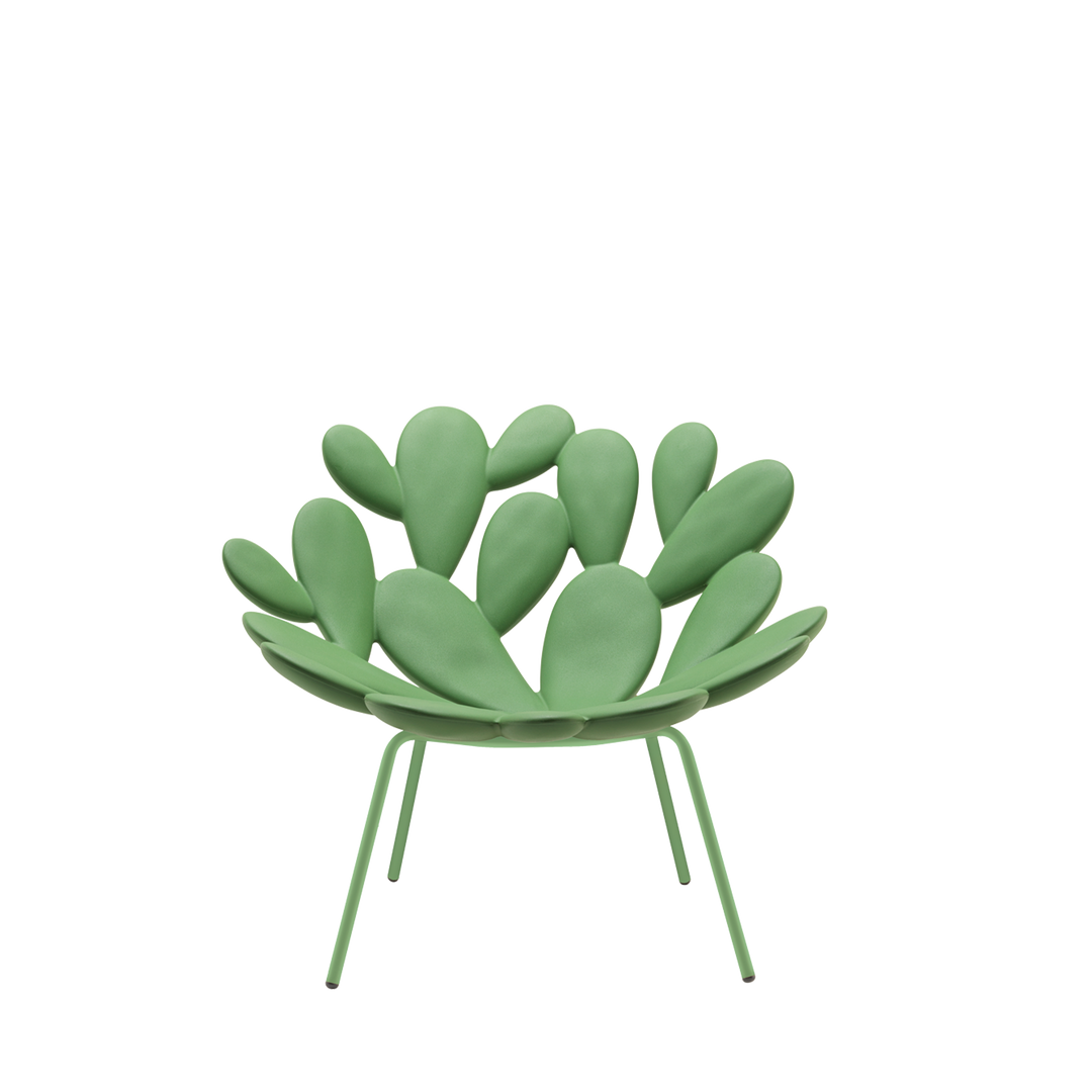 Filicudi armchair in balsam green by Marcantonio, sculptural resin and metal design