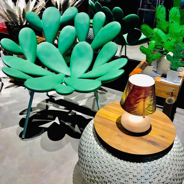 Filicudi armchair by Marcantonio, sculptural green resin, modern botanical design