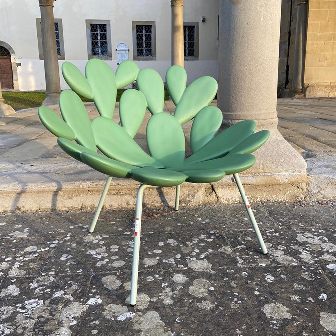 Filicudi armchair by Marcantonio, sculpted green polyethylene, contemporary outdoor design