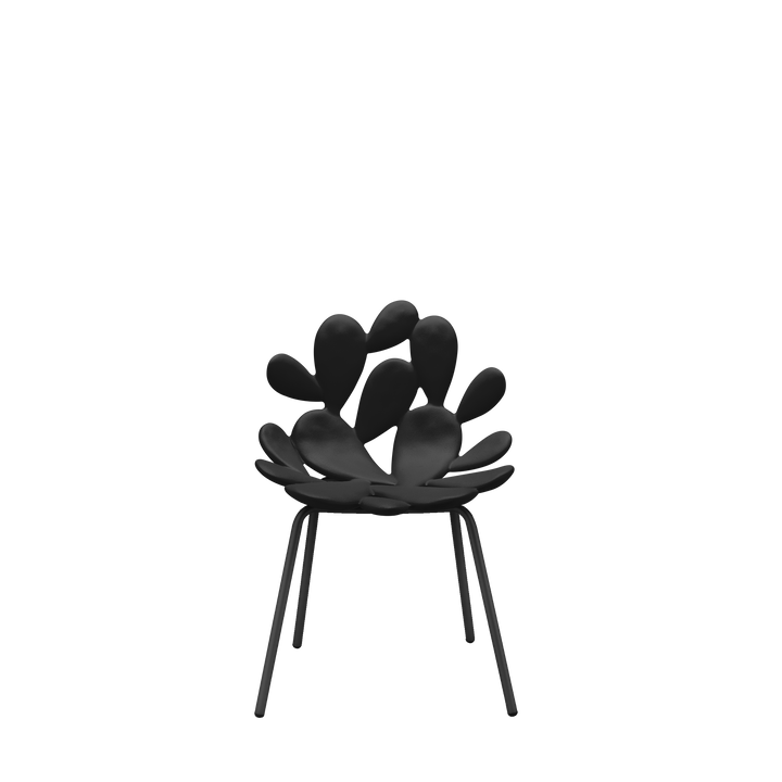 Filicudi black polycarbonate chair by Marcantonio, sculptural silhouette, metal legs