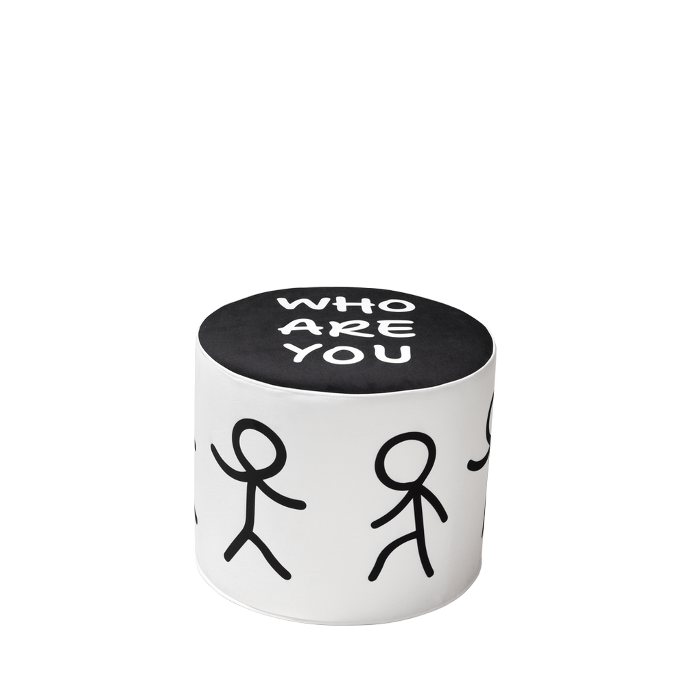 Who Are You Pouf S White design Shantell Martin