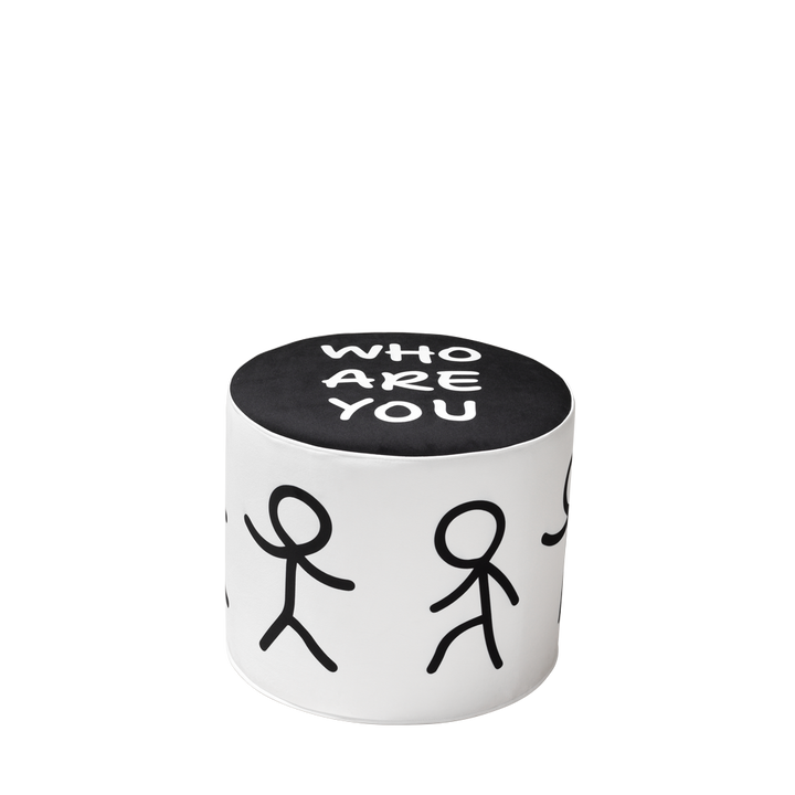 Who Are You Pouf S White design Shantell Martin
