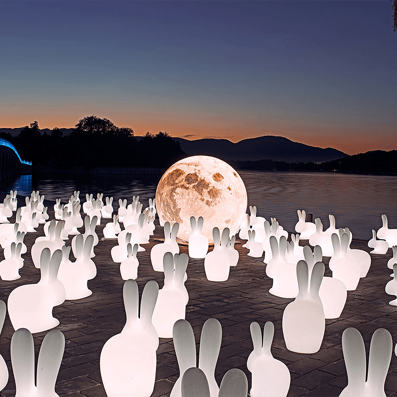 Rabbit Lamp with Rechargeable Led Translucent design Stefano Giovannoni