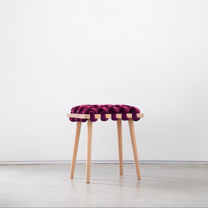 Woven Stool Burgundy