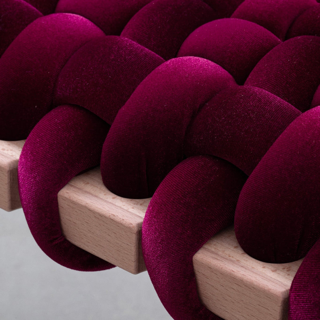 Velvet Woven Bench Burgundy