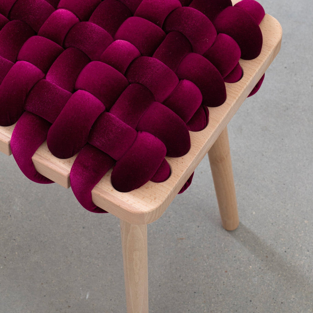 Velvet Woven Bench Burgundy